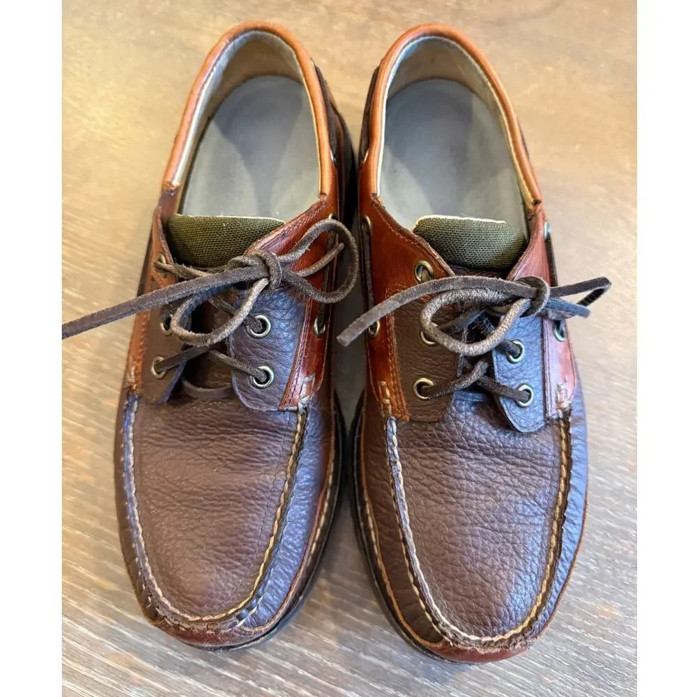 L.L. Bean Men's Allagash Bison Leather Handsewn Oxfords Loafers Shoes 8.5 D